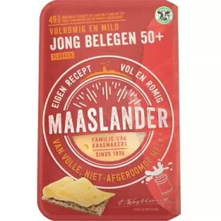 Maaslander 50+ Jong Belegen Kaas Plakken (150 Gr.)