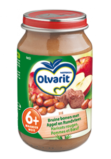 Olvarit Brown beans/apple/beef 6 mnd (200 gr.)