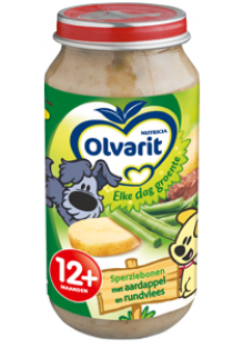 Olvarit Green beans with potato and beef 12 months (250 gr.)