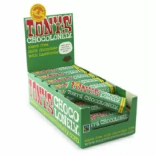 Tony's Chocolonely melk hazelnoot uitdeel verpakking
