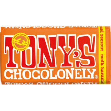 Tony's Chocolonely Chocolade Melk, Karamel & Zeezout (180 gr.)