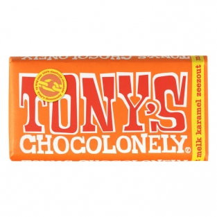 Tony's Chocolonely chocolade melk/caramel/zeezout (180 gr.)