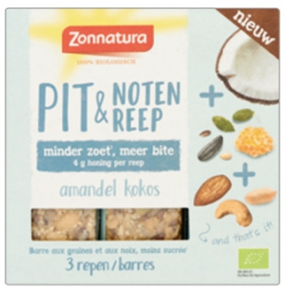 Zonnatura Organic Seeds & Nut Bars with Almond and Coconut (3 pieces)