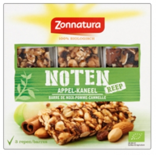 Zonnatura Organic nuts bar apple/cinnamon (3 peices)