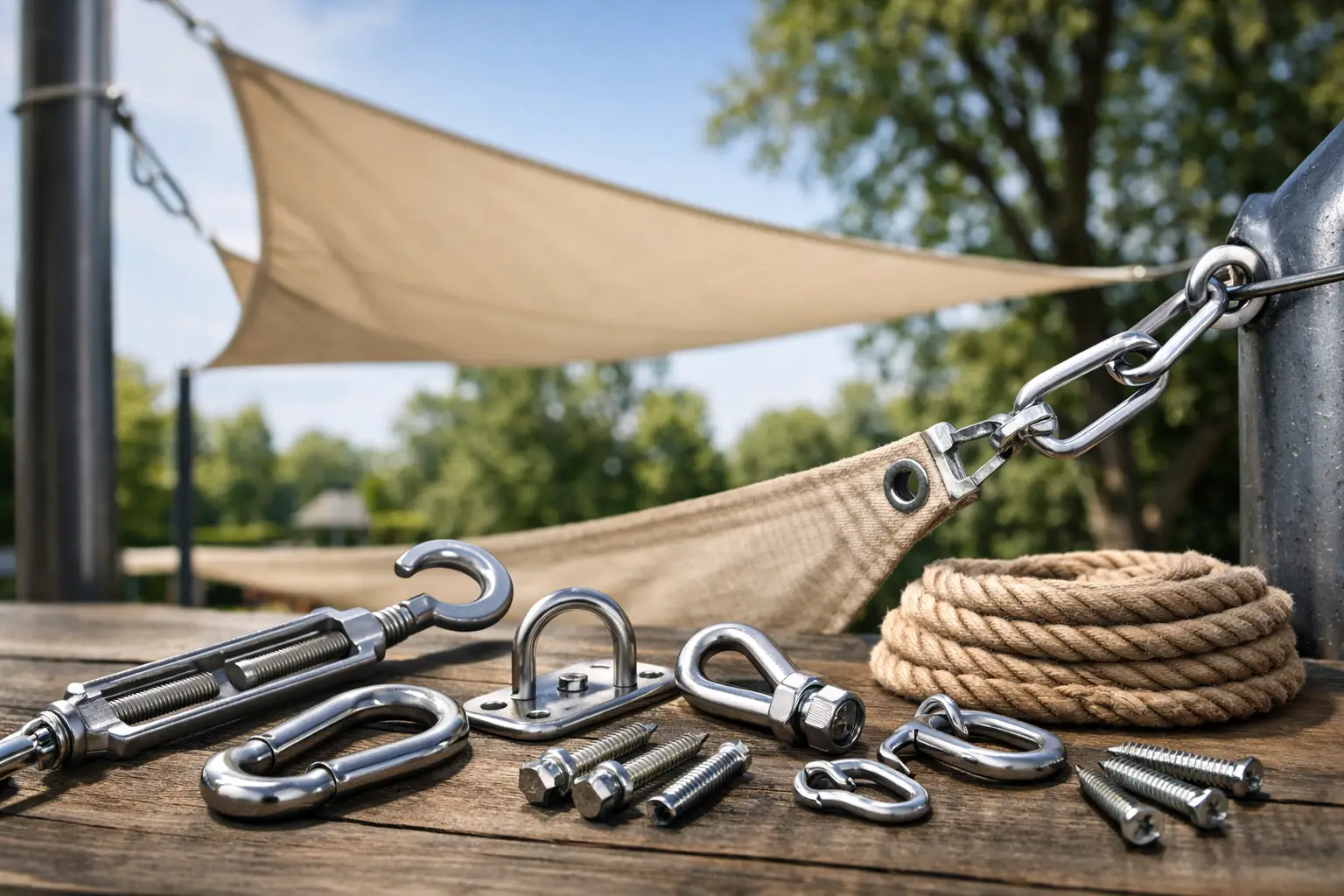 Bevestigingsmaterialen schaduwdoek kiezen