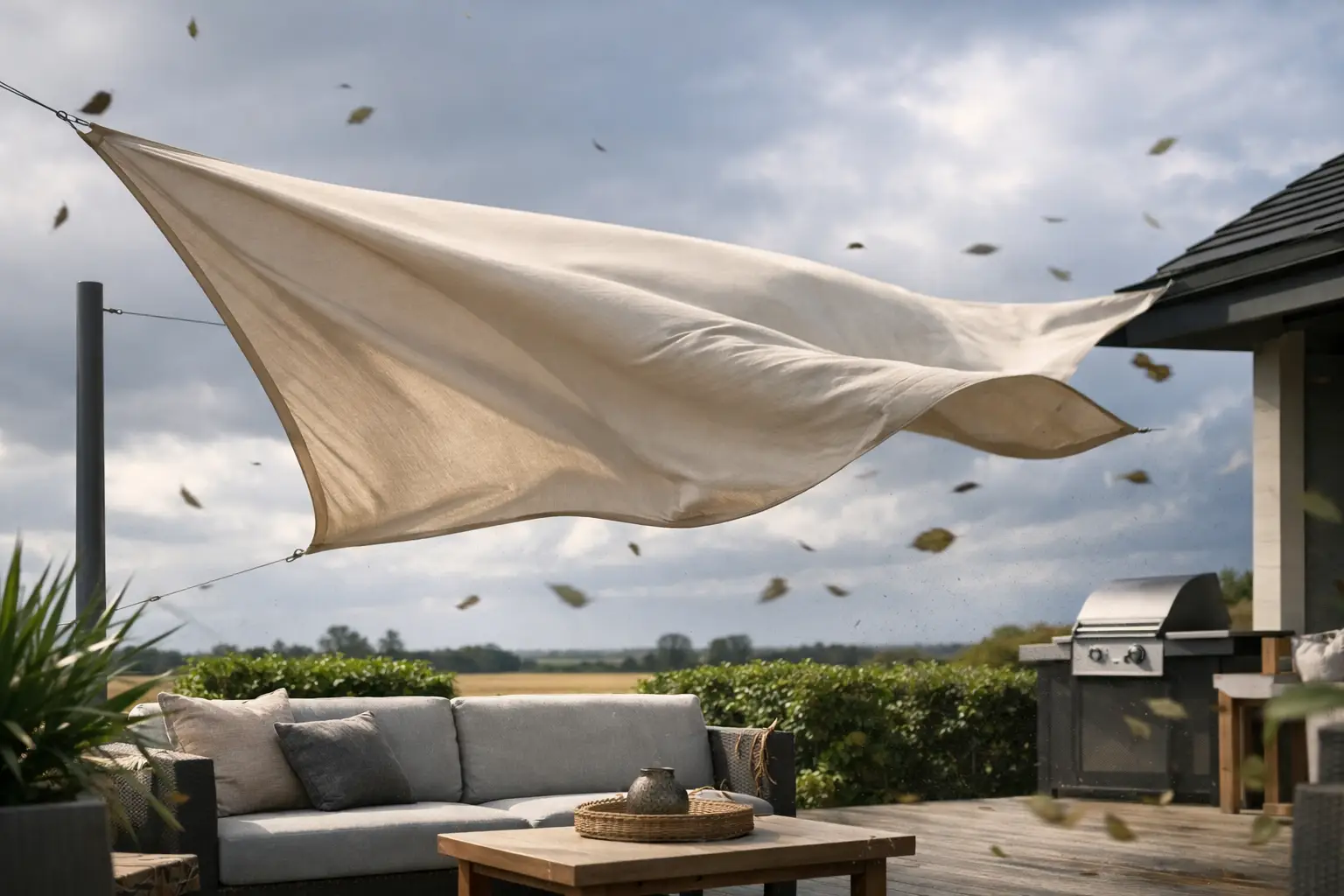 Kan een zonnezeil tegen wind? Dit moet u weten