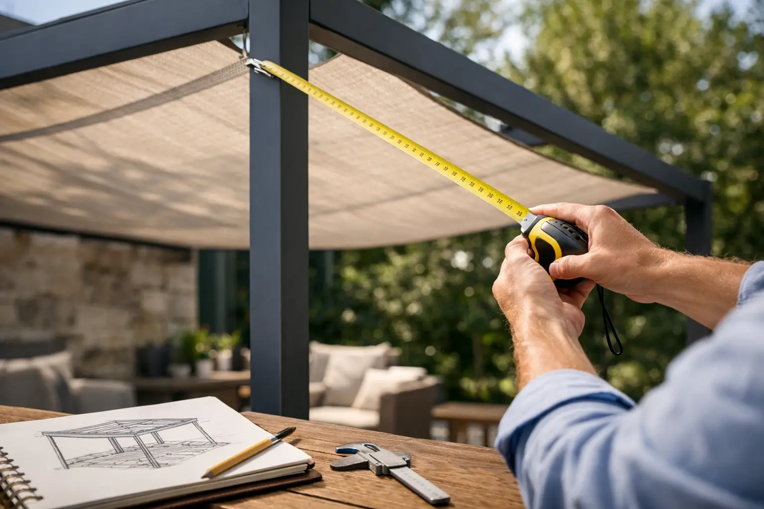 Pergola schaduwdoek opmeten uitgelegd