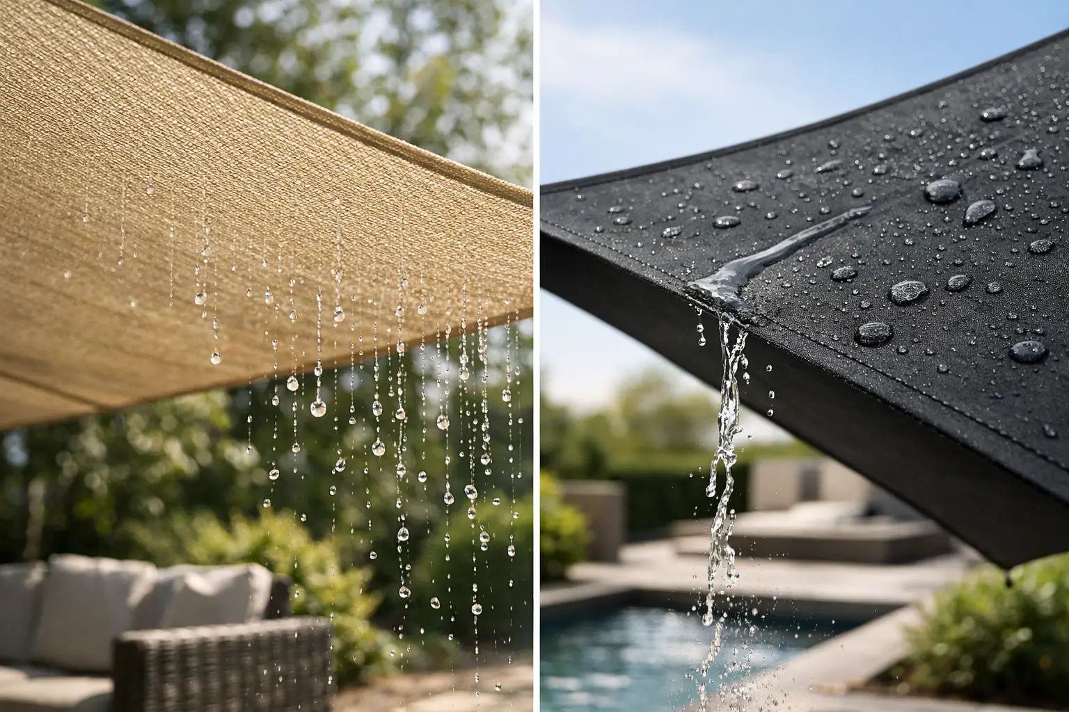 Schaduwdoek waterdoorlatend of waterdicht?