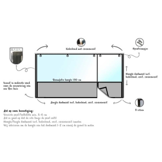 verandazeil coolsail tot 4 m met deuropening en caravanrail