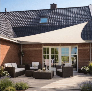 Zonnezeil 3x3x3m 160gr crème waterdicht