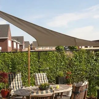 Zonnezeil 3x3x4,24m 160gr 90° taupe waterdicht sfeer