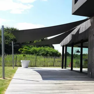 zonnezeil driehoek 3x3x3m antraciet sfeer