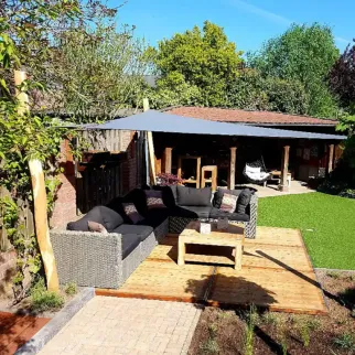 Zonnedoek 4,5x4,5x4,5m 190gr grijs sfeer