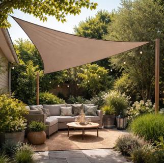 zonnezeil driehoek 3x3x3m taupe