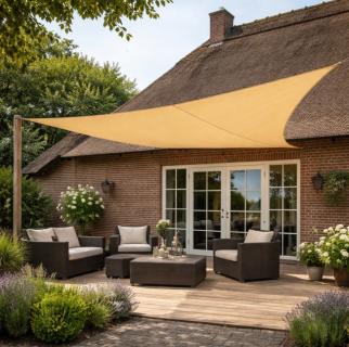 Zonnezeil 3x3x4,24m 160gr 90° zand waterdicht sfeer