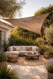 zonnezeil driehoek 3x3x3m taupe