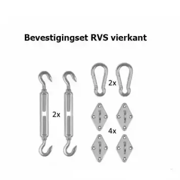 Schaduwdoek rvs bevestigingset rechthoek