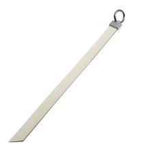 10mm brede leren sleutelhanger label white