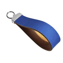 20mm brede leren sleutelhanger label kobalt