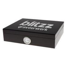 Zwarte humidor met logo bedrukken
