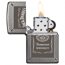 Zippo aansteker Jack Daniels Label Armor Case Black Ice open Zippo aansteker Jack Daniels Label Armor Case Black Ice open
