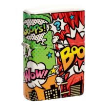 Zippo aansteker Pop Art City Design zijaanzicht links Zippo aansteker Pop Art City Design zijaanzicht links