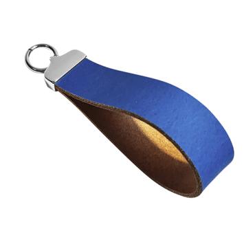 20mm brede leren sleutelhanger label kobalt