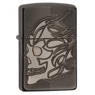 Zippo Skull Armor Black Ice Deep Carve