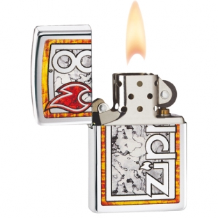 Zippo Logo In Fuzion hoogglans chroom