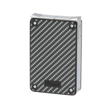 Caseti aansteker met enkele vlam en dubbele vlam en punch Carbon Chroom