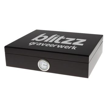 Zwarte humidor met logo bedrukken