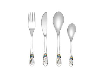 Zilverstad Kinderbestek Unicorn 4-delig kleurenprint inclusief graveren