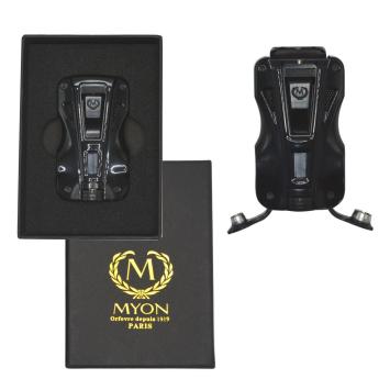 Zwarte Myon Le Camp aansteker met dubble jetflame en 2 punchers