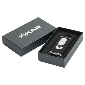 Aansteker Xikar flat jetflame chrome - black