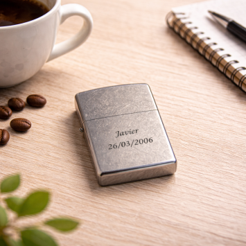 Zippo aansteker regular street chroom met gravure
