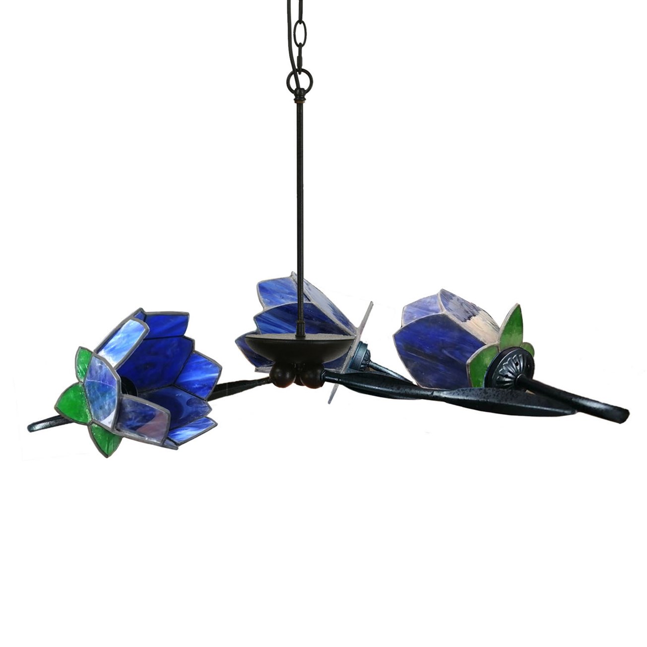 3-flammiger Kronleuchter Lovely Blue Lotus
