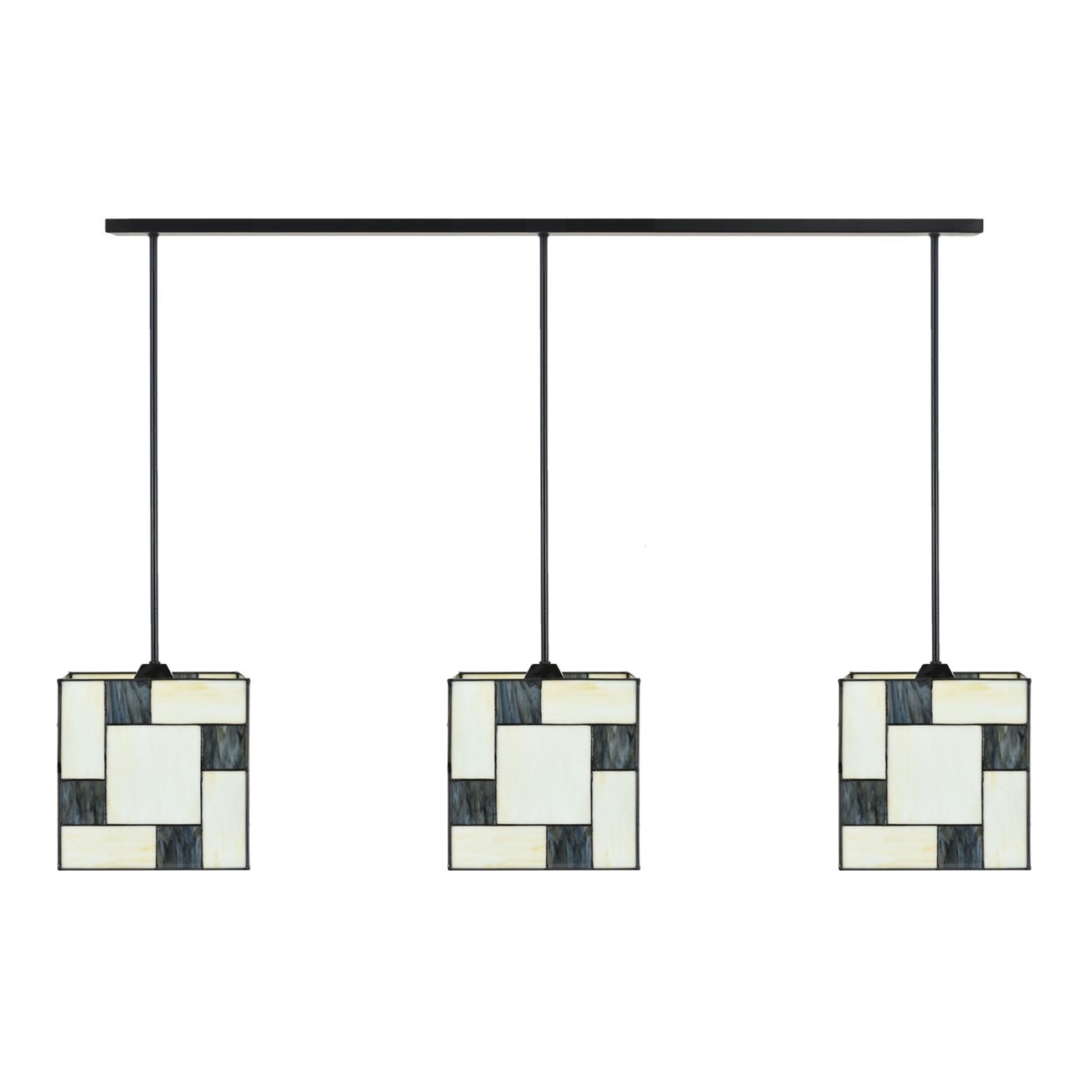 3 x Tiffany Mondrian Cubic mit Armatur für Hängelampe am Deckenbalken
