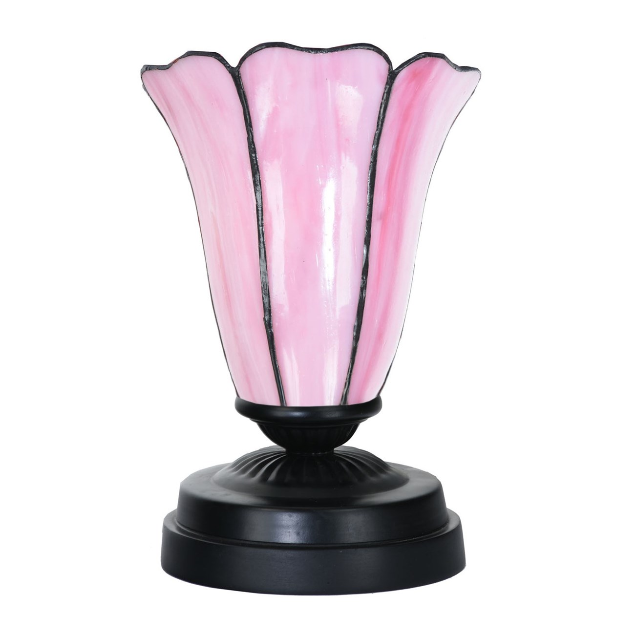 Tiffany kleine Tischlampe schwarz mit Liseron Pink