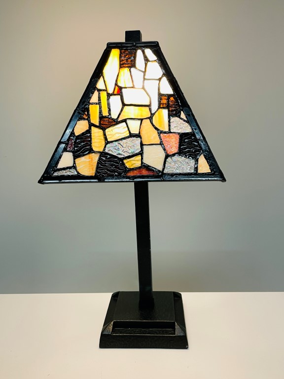 Mini Ti Fallingwater, Stained Glass Table Lamp Kit