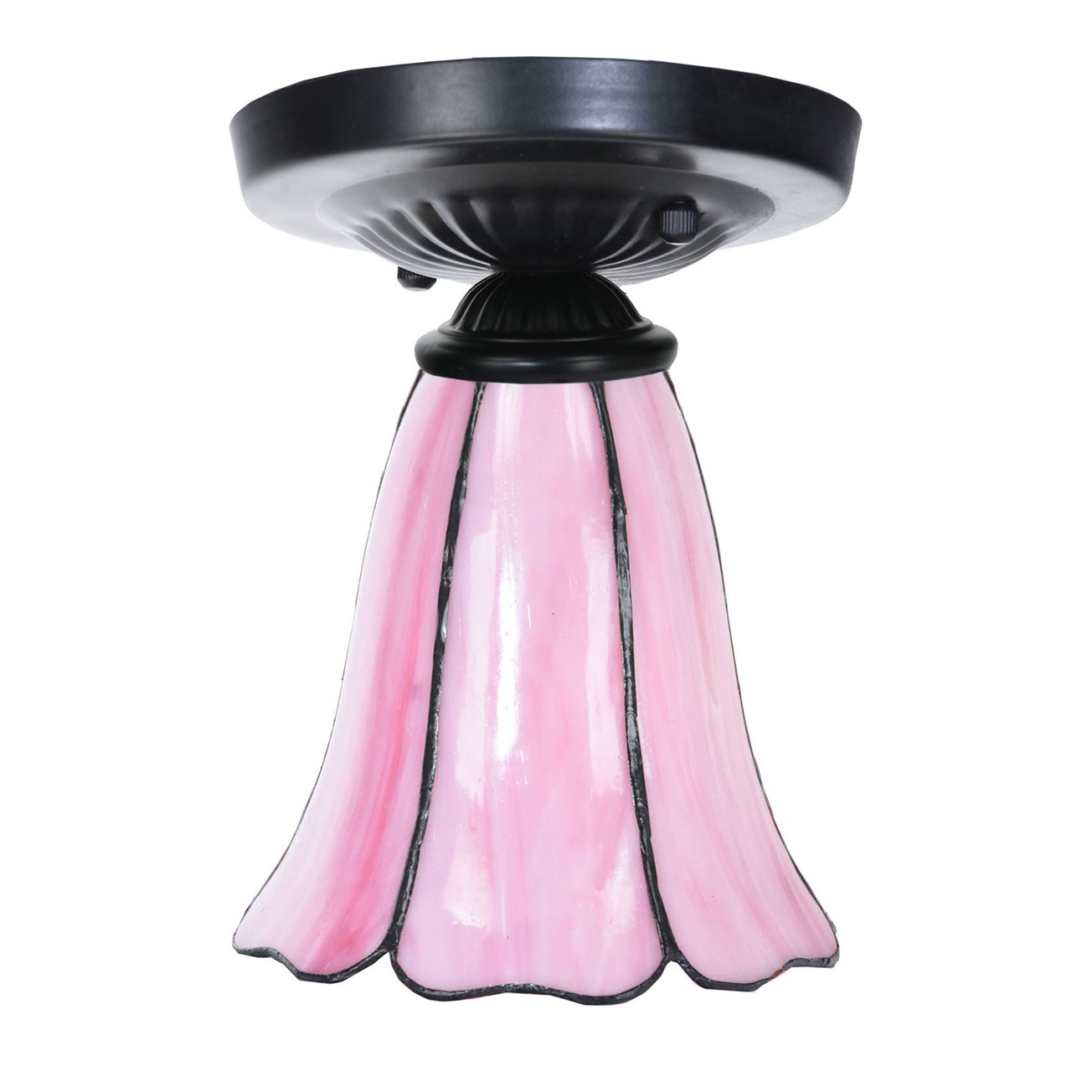 Tiffany-Deckenlampe schwarz mit Liseron Pink