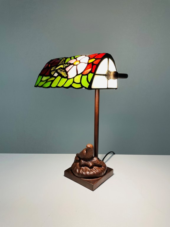 Tiffany Schreibtischlampe Vögel