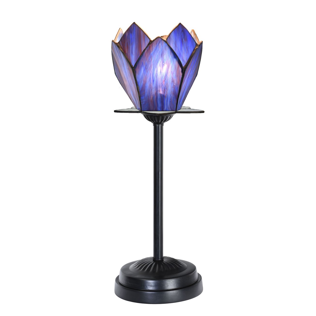 Tiffany Slim Tischlampe schwarz mit Blue Lotus