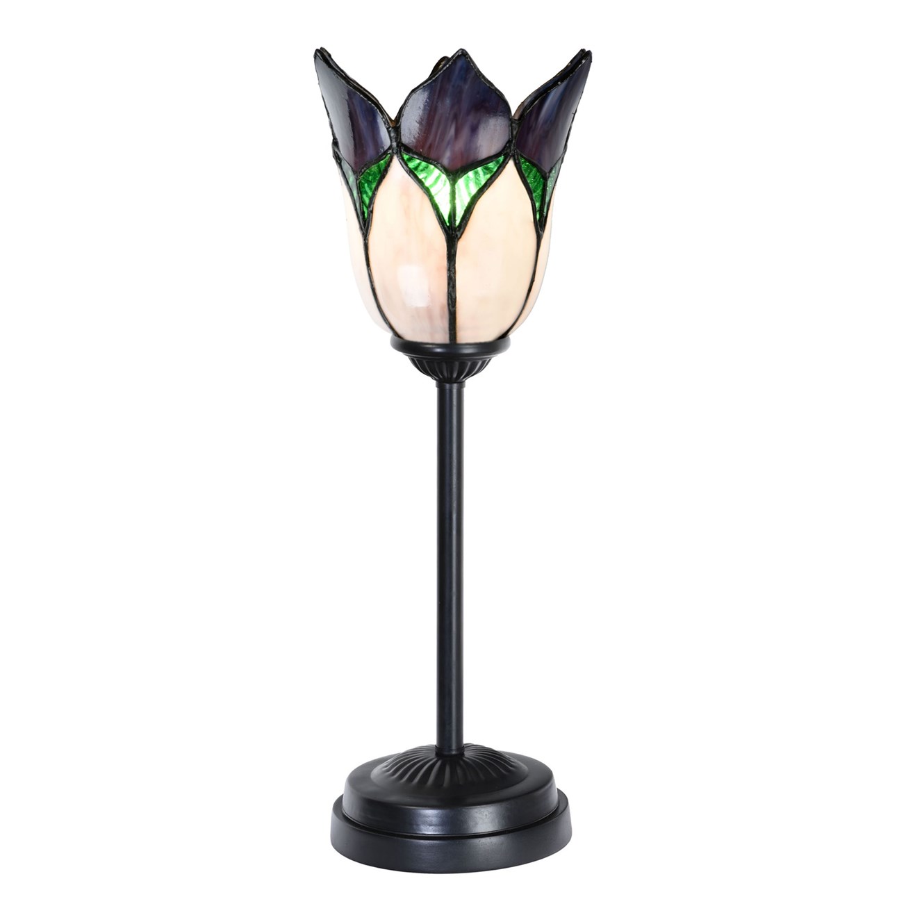 Tiffany Slim Tischlampe schwarz mit Lovely Flower Purple