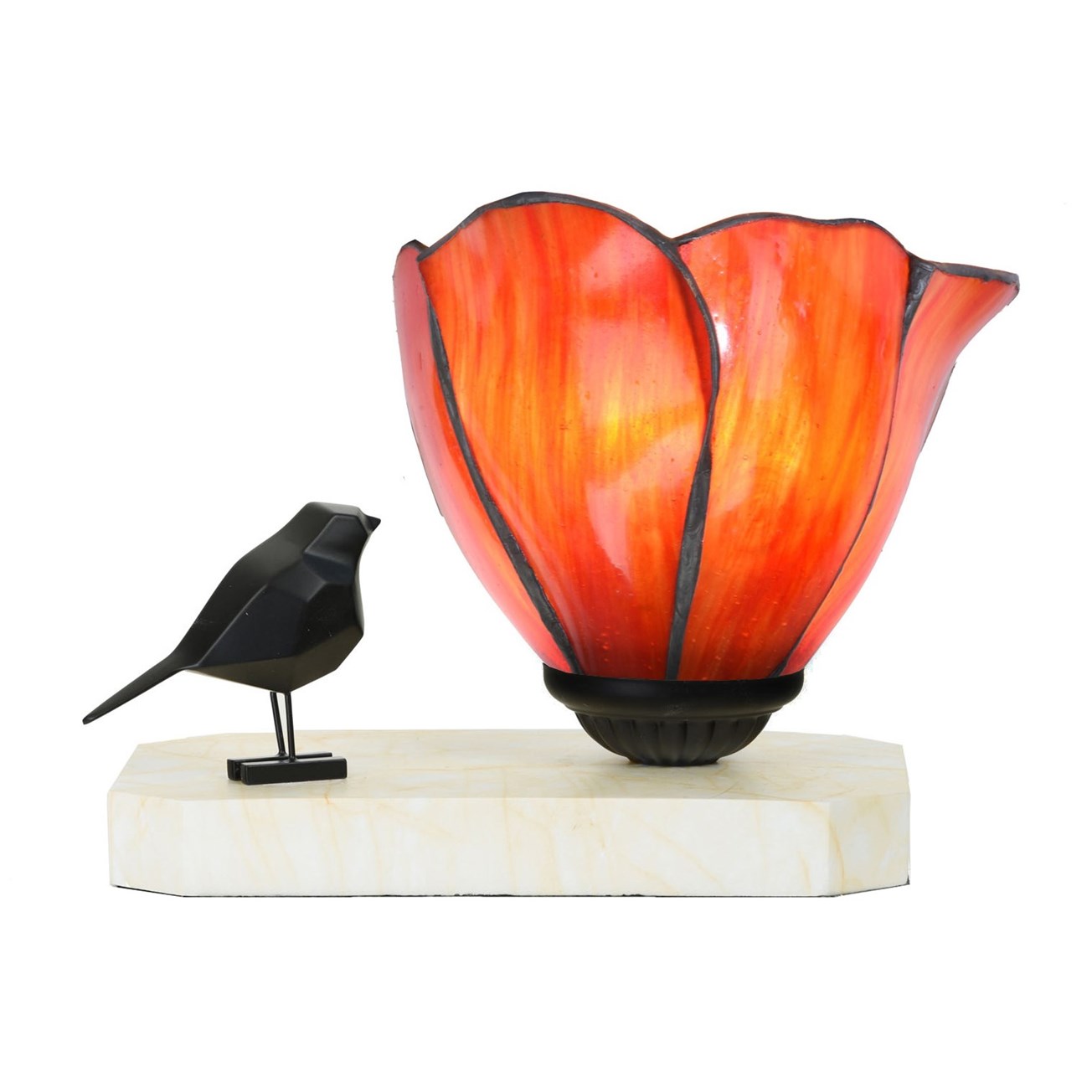 Tiffany Tischlampe / Skulptur Ballade of a Bird Tender Poppy