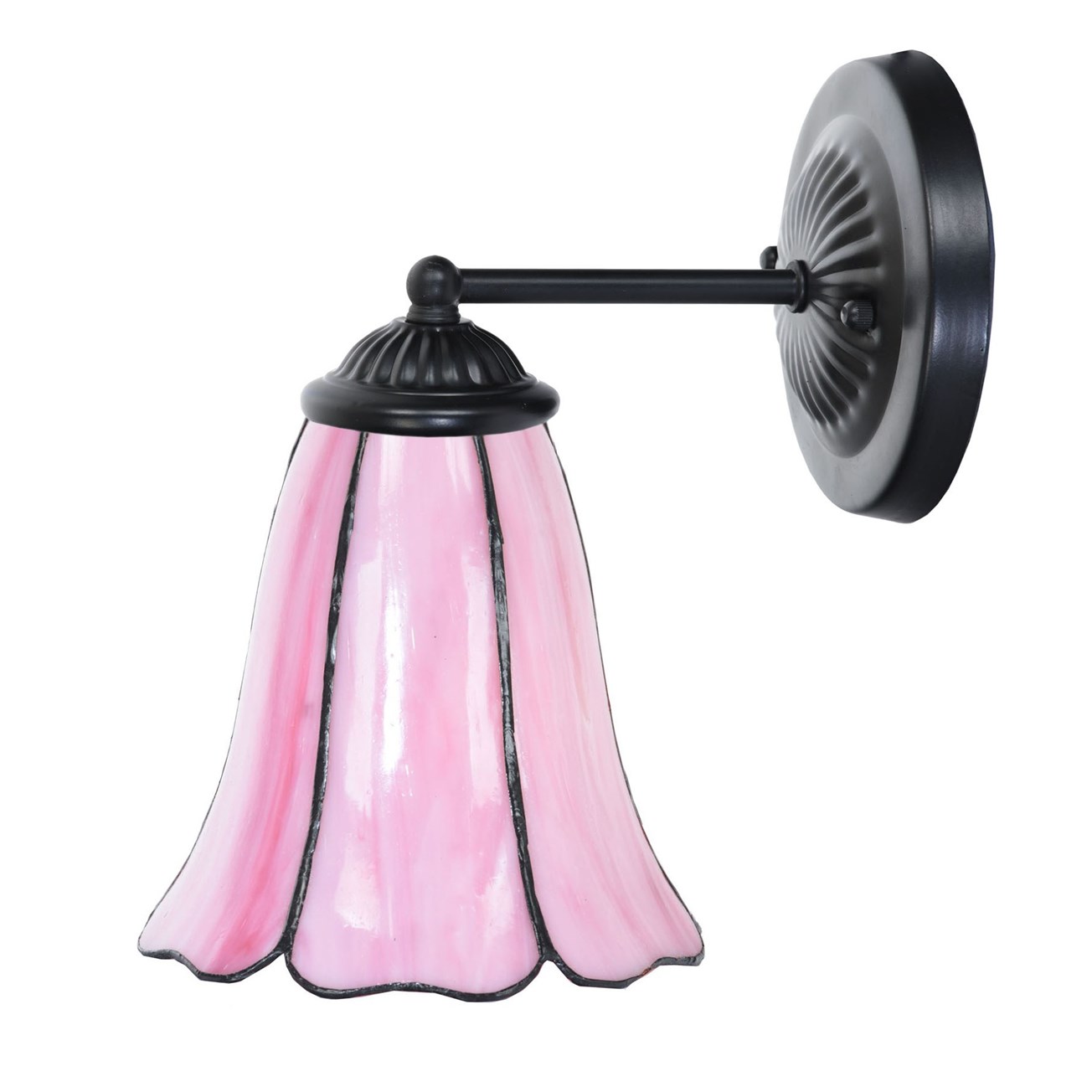 Tiffany Wandlampe schwarz mit Liseron Pink