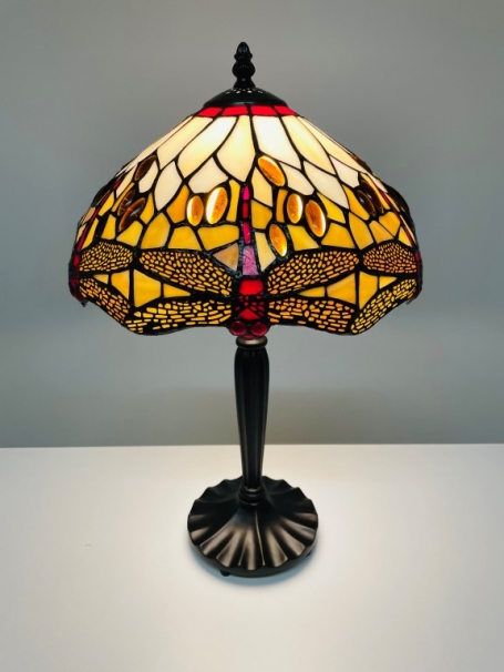 Tiffany Tischlampe Ø30cm Beige Dragonfly1