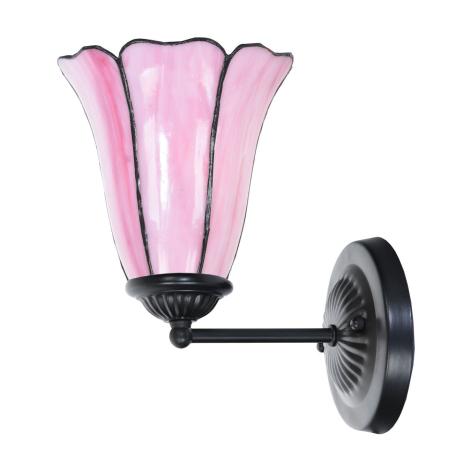 Tiffany Wandlampe schwarz mit Liseron Pink