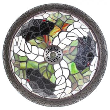 Deckenleuchte Tiffany 6261 - Ø 38 cm Beige Grün Glas Rund