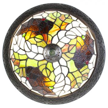 Deckenleuchte Tiffany 6261 - Ø 38 cm Beige Grün Glas Rund