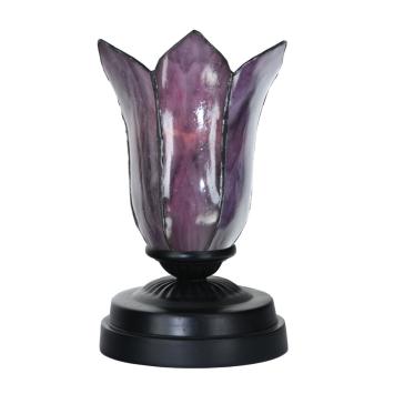 Tiffany kleine Tischlampe schwarz mit Gentian Purple